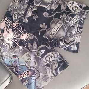 Ed Hardy Black and White Graphic Print